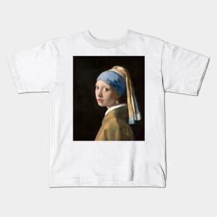 Girl With A Pearl Earring by Johannes Vermeer Kids T-Shirt